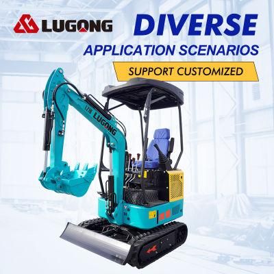 Lugong Excavadora 1 Ton 1.5 Ton 1.8 Ton 2 Ton Hydraulic Crawler Mini Digger Meets Euro 5 Standard
