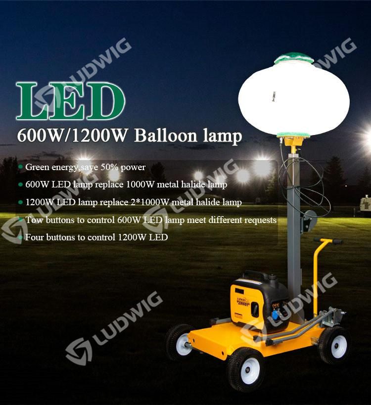 1000W LED Balloon Light Tower with Hand Push Base