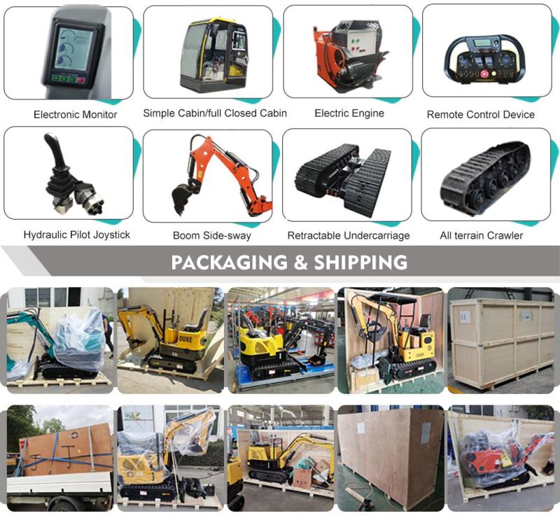 Accept Customized Upgraded Version 0.8 Ton 1 Ton 1.5 Ton 2 Ton New Micro Digger Machine Hydraulic Mini Excavator Bucket Excavator List Price with Attachments