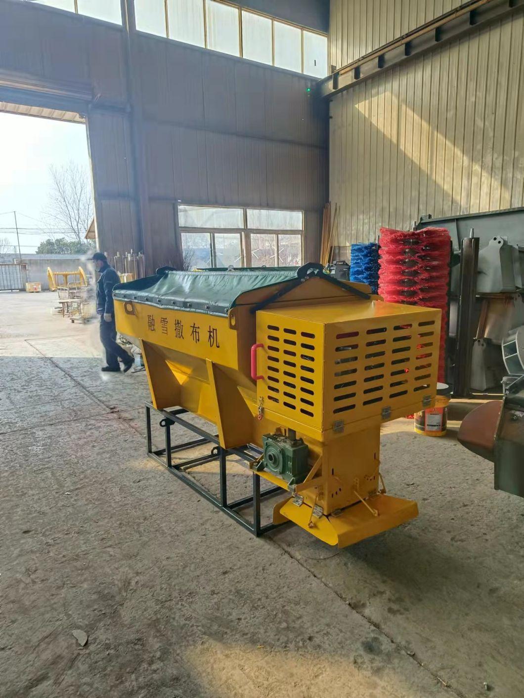 Skid Steer Truck Use Salt Spreader for Snow Road