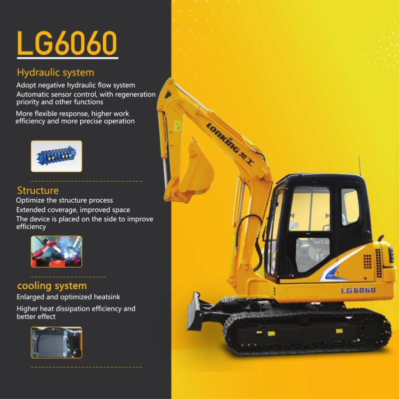 Height Response Control System 6 Ton Crawler Excavator with 0.25 Bucket Capacity