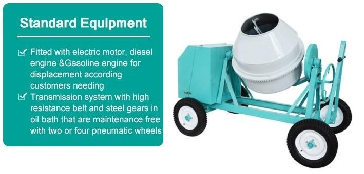 Construction Machine Diesel Engine 400L Concrete Mixer with Four Wheels