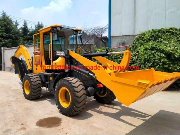 China Customized New Compact Small Backhoe Wheel Loader Loaders with Attachment 1cbm 2cbm 3cbm Best Price