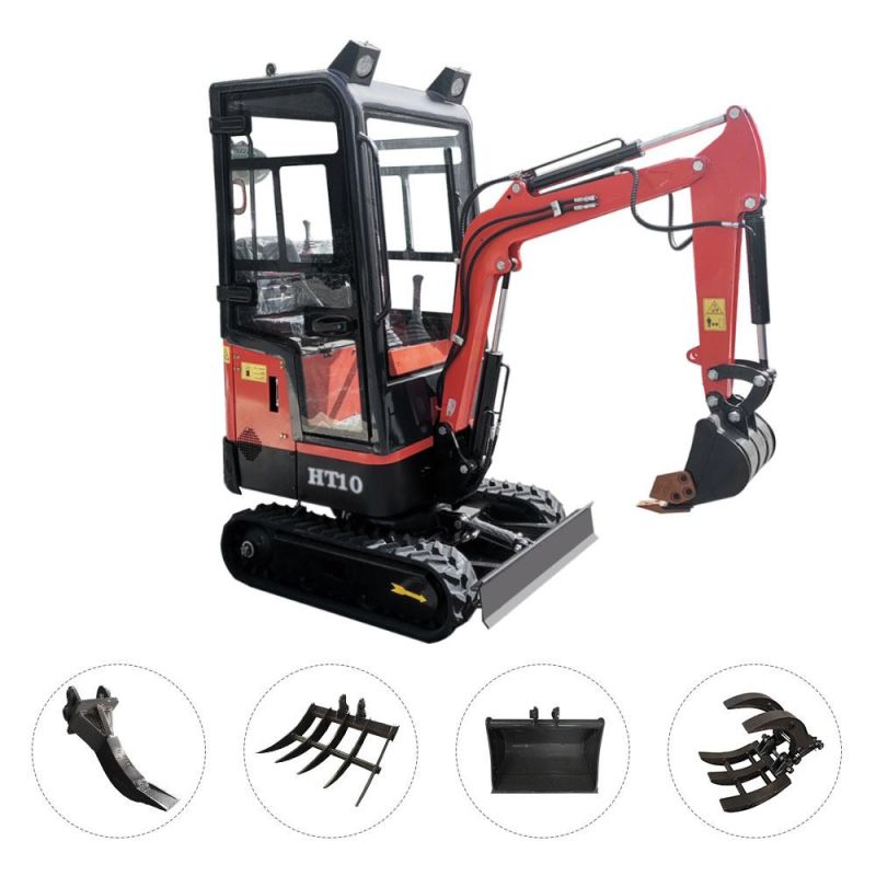 Promotional Cheap 1.0 Ton Mini Digger Crawler Excavator with Cab Crawler Mini Excavator for Sale