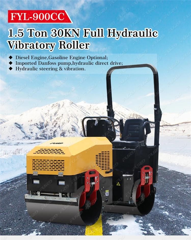 Double Drum Vibratory Roller Soil Compactor Roller Road Roller Manufacturer Fyl-900