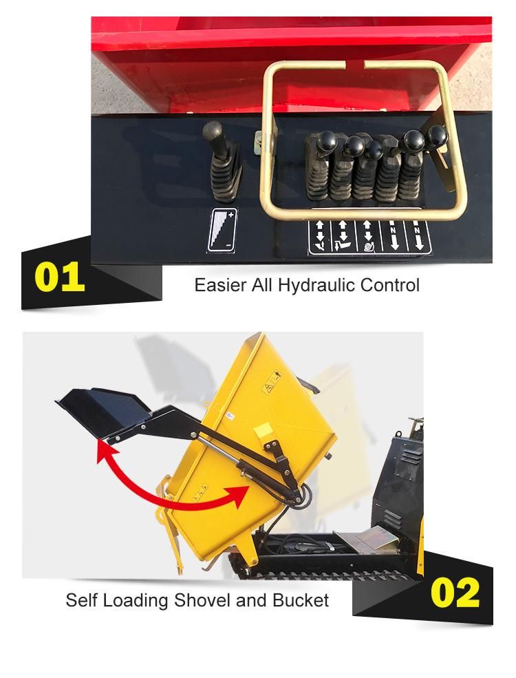 China Self-Loading 1200kg Mini Crawler Transporter Tracked Mini Dumper