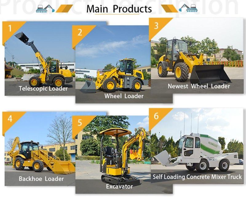 Chinese CE Multi-Purpose New Tractor Small Front End Loader Backhoe Compact 4 in 1 Bucket Mini Excavator 4 Wheel Towable Backhoe Loader Price for Sale