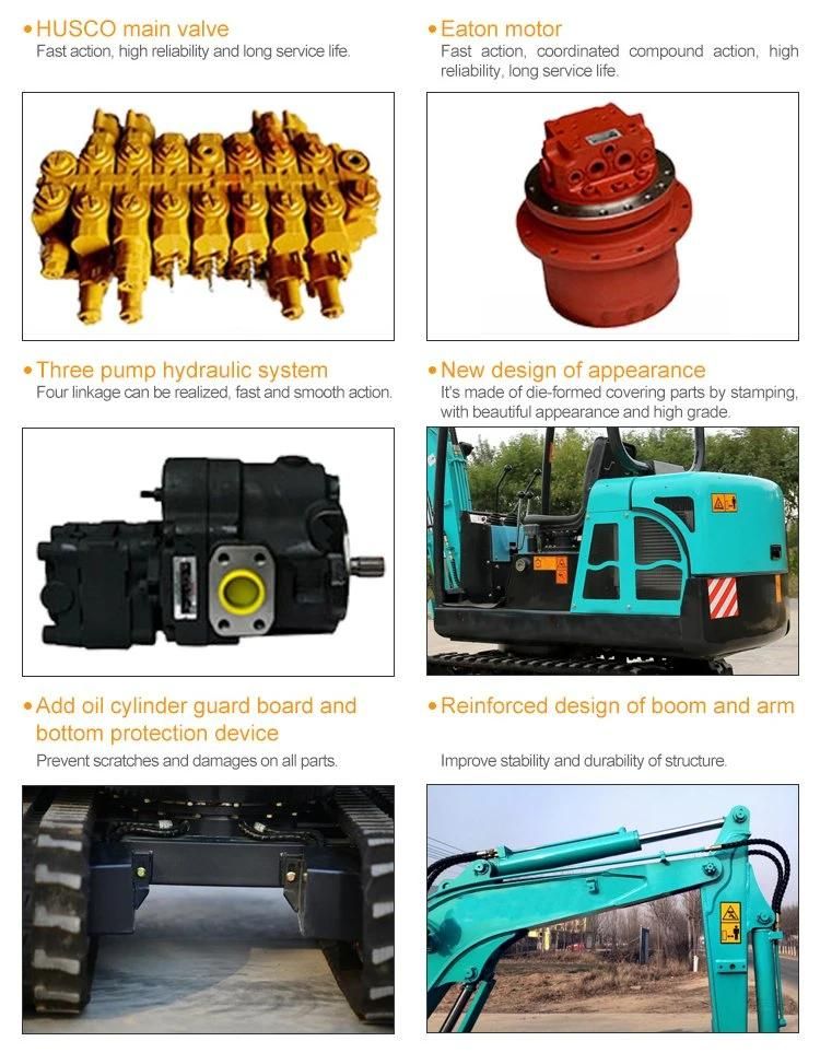 1.7 T Small Backhoe Digger Fw17-9 Mini Hydraulic Pump Rubber Crawler Track Excavators Cheap Price for Sale