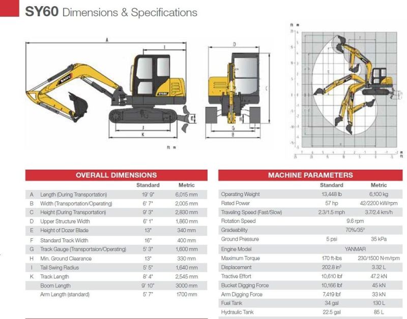 Sany Sy60c Brand New Excavator Compactor for Sale