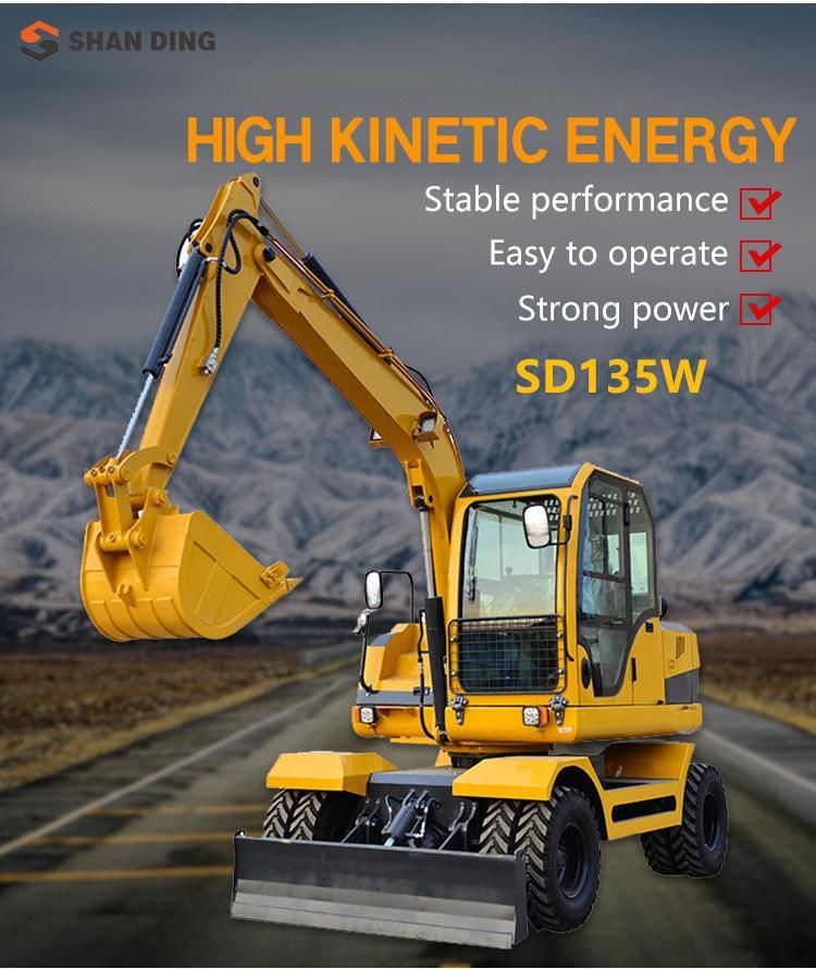 CE, ISO Eac Certified 13.5 Ton Wheel Excavator China Cheap Excavator 13.5 Ton Mini Digger Mini Excavator Small Wheel Excavator