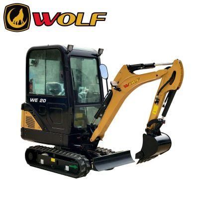 China Wolf Mini Crawler Excavator 2ton with Enclosed Cabin