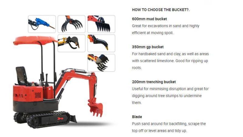 Hydraulic 1 Ton Mini Diggers Mini Excavators SD12s SD13D