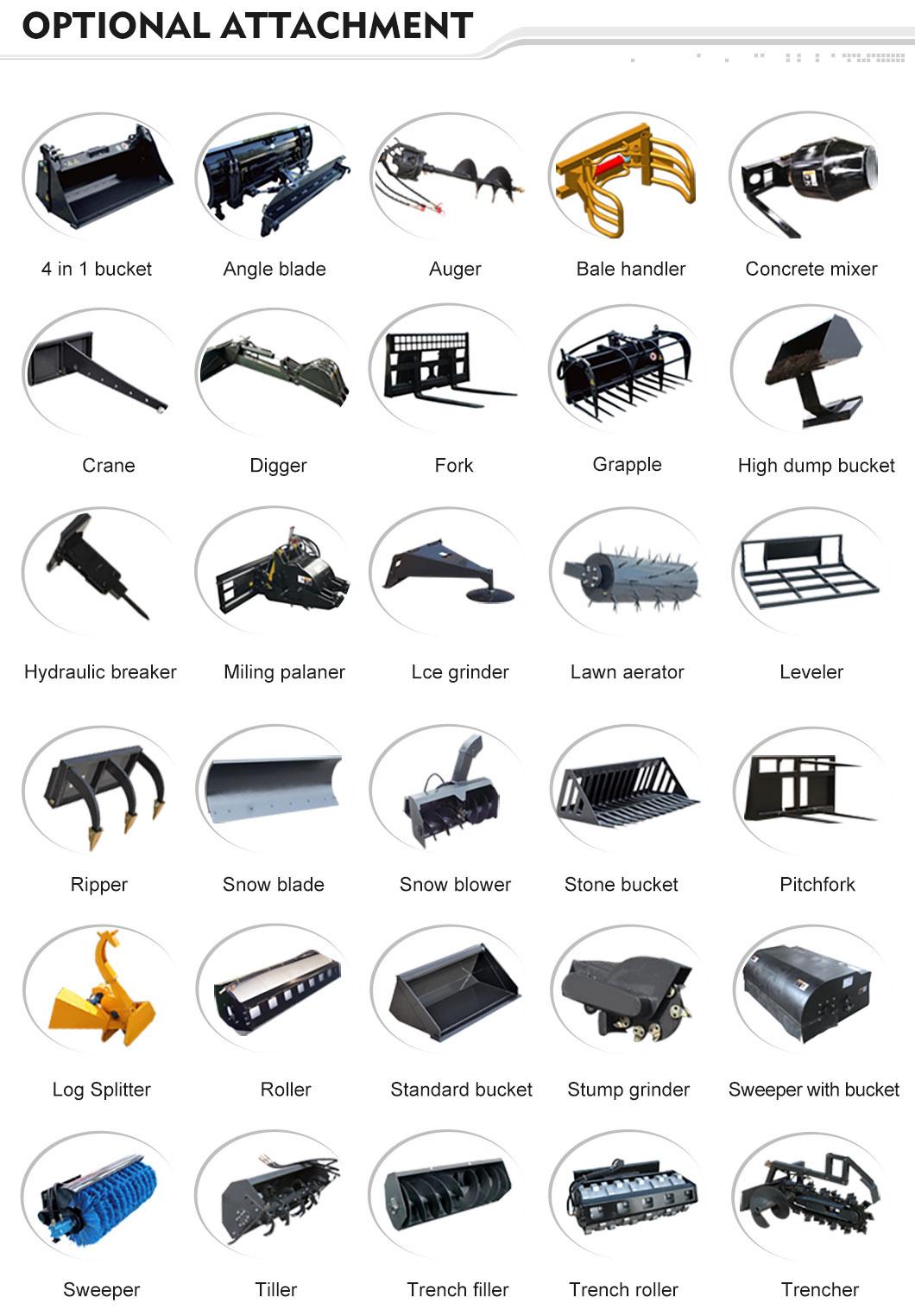 10% off! Chinese Cheap New Hydraulic Big and Micro Wheel and Track Skid Steer Loader List with Attachments with EPA CE for Sale by Sea
