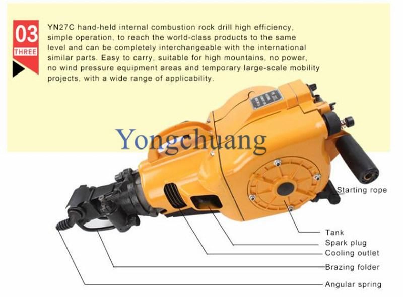 Handheld Yn27 Internal Combustion Rock Drill with Gasoline Engine Power