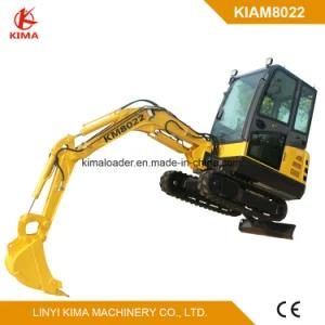 Km8022 Mini Crawler Excavator with Full Hydraulic Rubber Tack Ce 2200kg