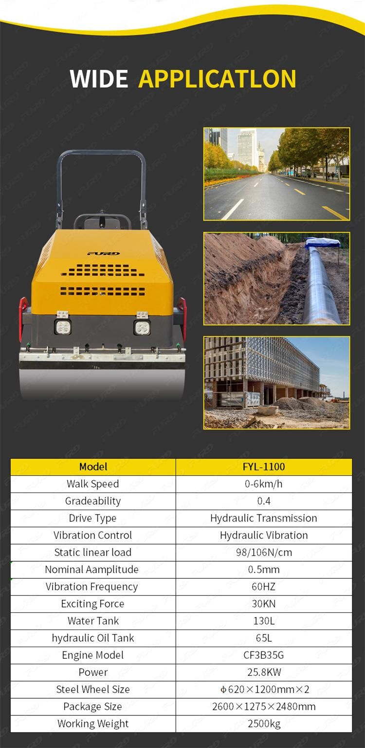 3 Ton Tire Combined Vibratory Roller Furd Vibratory Roller