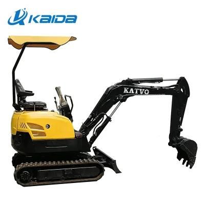 Multifunctional Hydraulic Excavator 1.5 Ton Mini Small Excavator 0.045m3 Bucket Micro Crawler Diesel China Cheap Mini Excavator for Sale