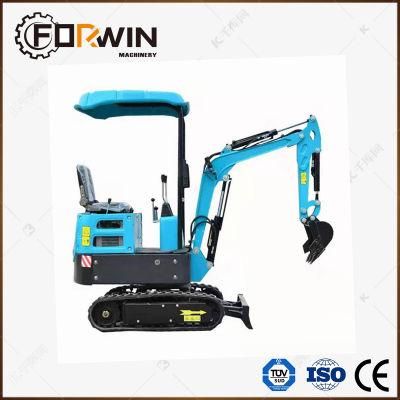 1 Ton Fw12D Mini and Compact Rubber Crawler Belt Track Excavators with CE for Sale