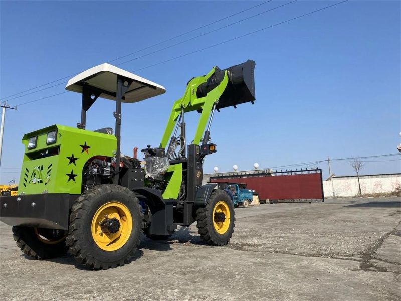 China Factory Wholesale 1/1.2/1.5/2 Ton Small Wheel Loader Small Forklift Skid Steer Loader 4WD Front Loader CE Certification Euro 5 Engine Construction Sit