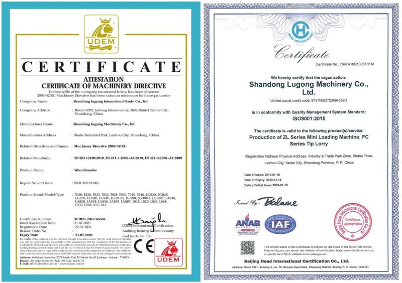 Mechanical Zl25 Hydraulic System Loaders with Attachements for Construction