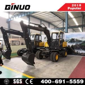 Jining Ginuo Dn85-8 8 Ton 2WD or 4WD Wheel Excavator
