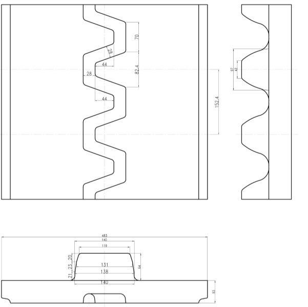 Asphalt Paver Rubber Tracks PF5510 483 X 152.4 X 52