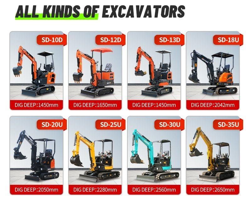Shanding Excavator Construction Machinery Mini Digger Mini Excavators 2.5ton