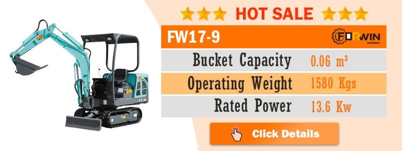 0.8 T Small Backhoe Digger Hydraulic Pump Rubber Crawler Track Fw10b Mini Excavators Cheap Price for Sale