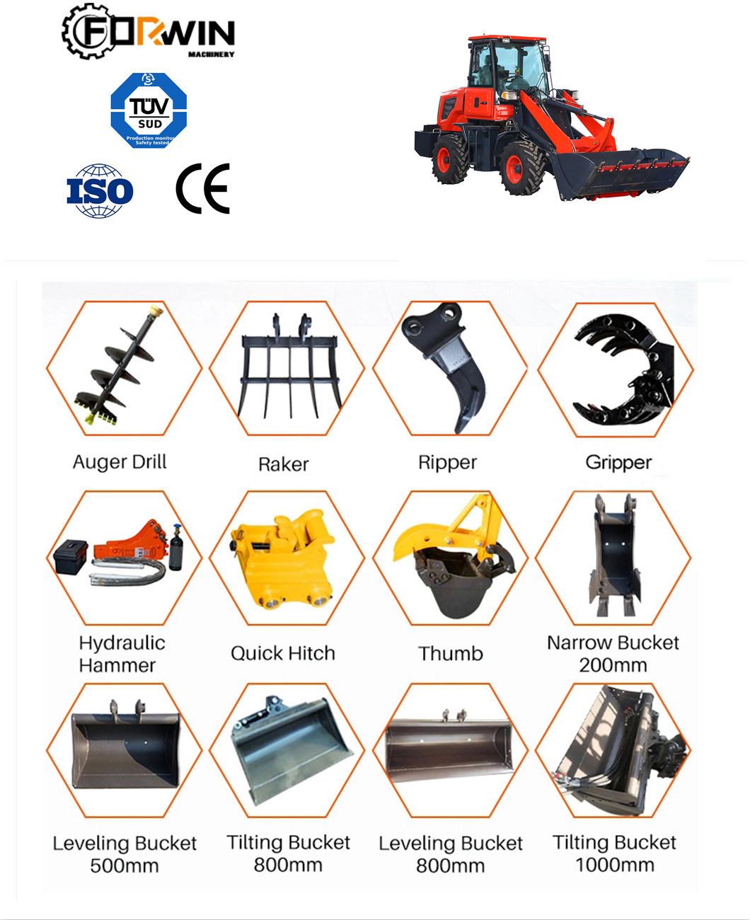 Competitive Price Chinese Customized Hydraulic Compact Type Front Unload 1.2ton Construction Equipment Mini Wheel Loader with Quick Hitch and Attachments