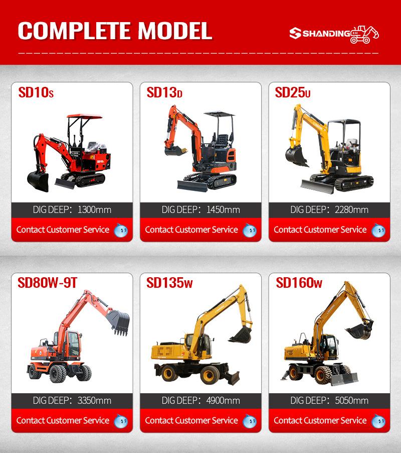 9ton Mechanical Transmission Wheel Digger Mini Excavators Backhoe Wheeled Excavator