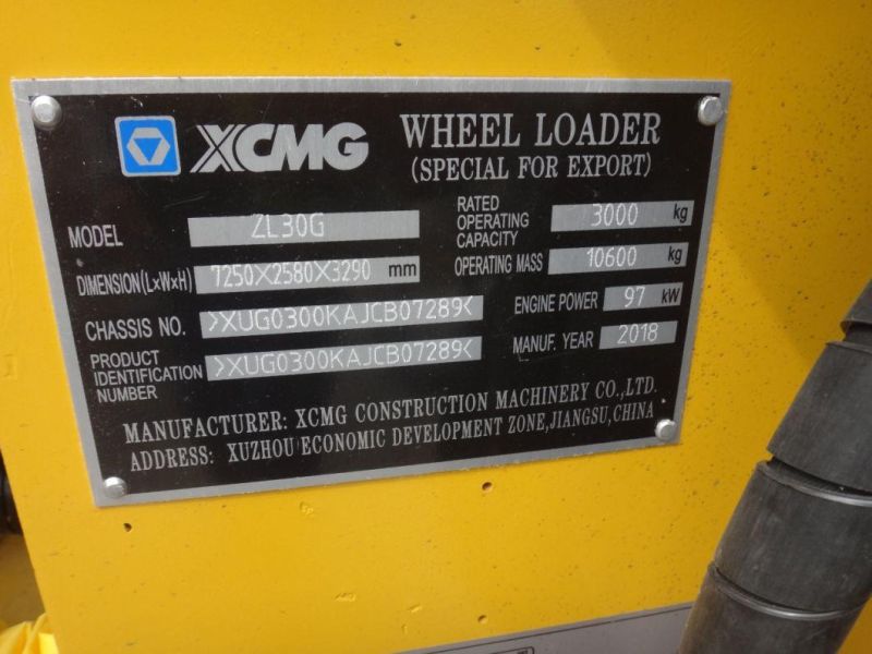 Official 3 Tons Front Wheel Loader Zl30g with Cummins Engine
