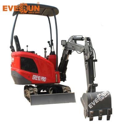 Hot Sale Everun New Design Ere10 PRO 1ton Mini Micro Small Farm Home Garden China Bucket New Crawler Excavator Digger for Sale