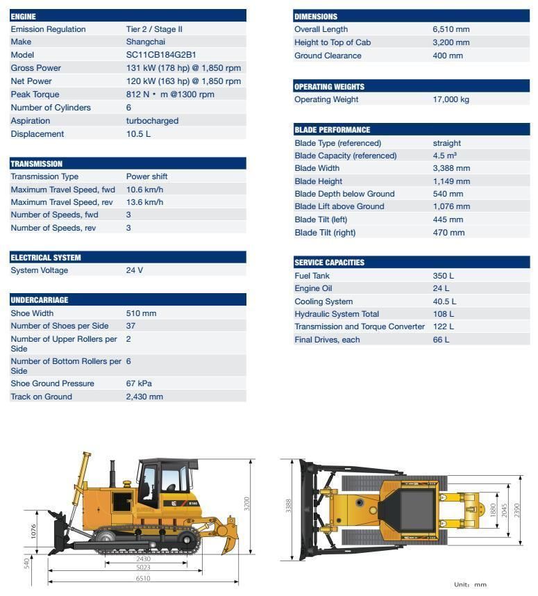160HP 160c SD16 Liugong Bulldozer with Shangchai Engine