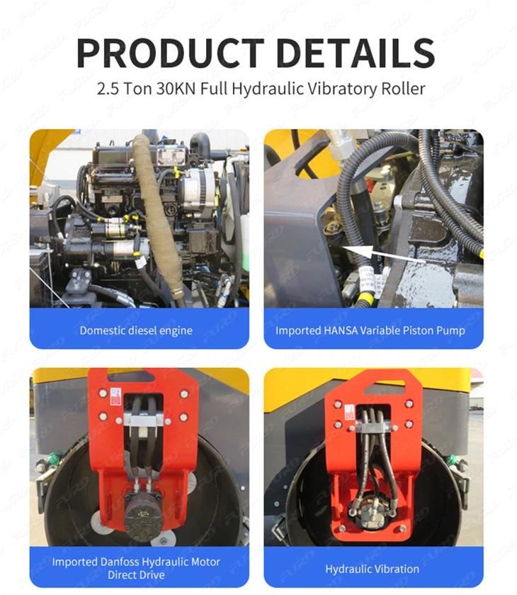 Articulated Double Drum 2.5 Ton Vibratory Road Roller Asphalt Roller