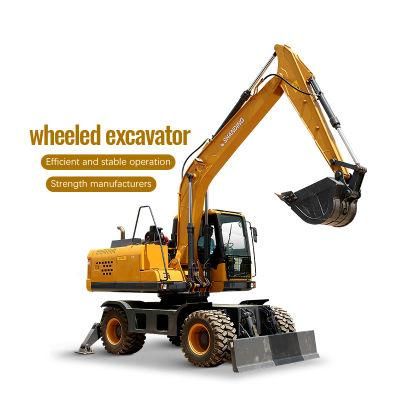 Shanding Mini Wheel Excavator for Sale Official Manufacturer 7t 8t 9t 10t 7 Ton Operating Weight 0.3 M&sup3; Bucket Capacity