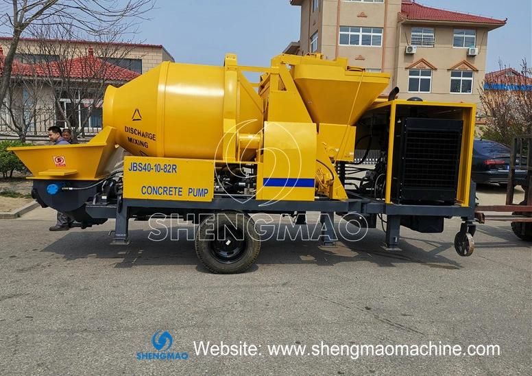 Shengmao Machinery 40 M3/H Diesel Concrete Mixer Pump with Forced Mixer Combination and 100meter Concrete Pumping Pipe
