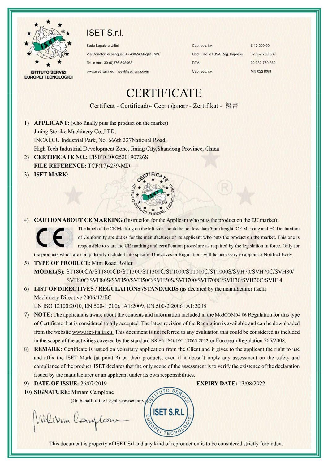 High Quality Single Way Asphalt Vibration Plate Compactor with CE ISO Certification