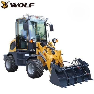 Wolf Loaders CE/Euro 5 Engine 0.8t Wl80/Zl08 Zl Mini Wheel Loader Price for Farm/Garden/Agricultural/Sales