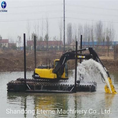 Amphibious Excavator with Floating Pontoon