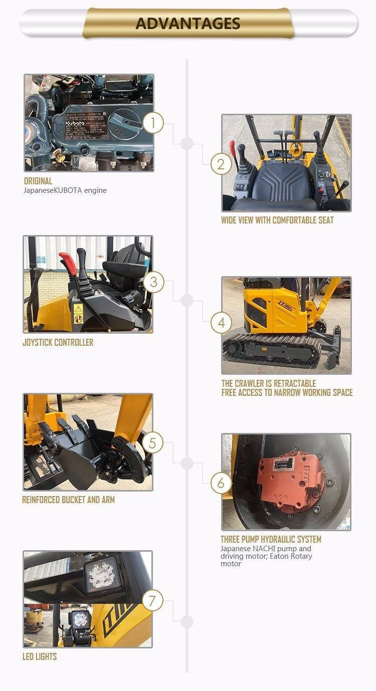 Ltmg New Excavators 1ton 1.2ton Mini Bagger Excavator for Sale