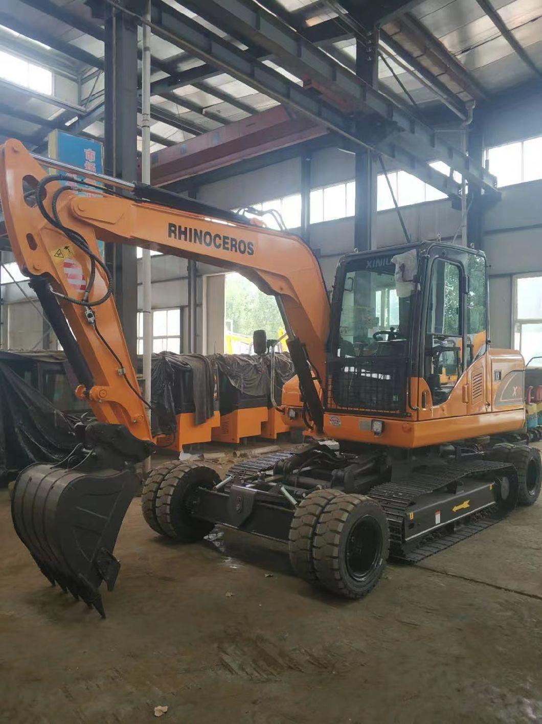 Rhinoceros Cheap Wheel Excavator X9 9 Ton Wheeled Excavator in China