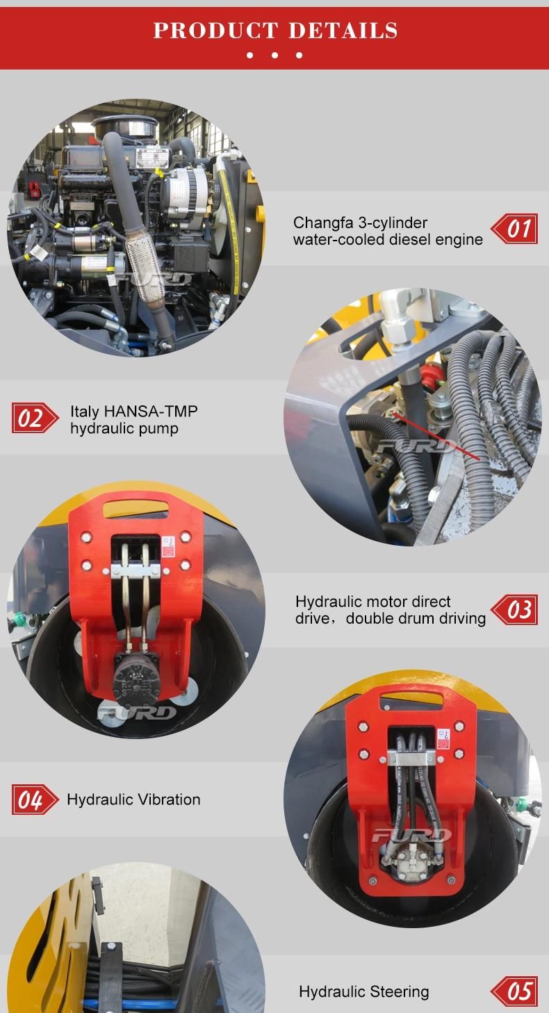 Full Hydraulic Asphalt Vibratory Roller 1.8 Ton Road Roller for Sale