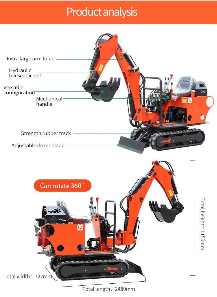 750kg Hydraulic Micro Bagger with Bucket