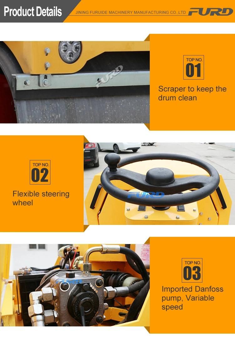 Double Drum Ride on Vibratory Roller Mini Asphalt Roller for Sale Fyl-860