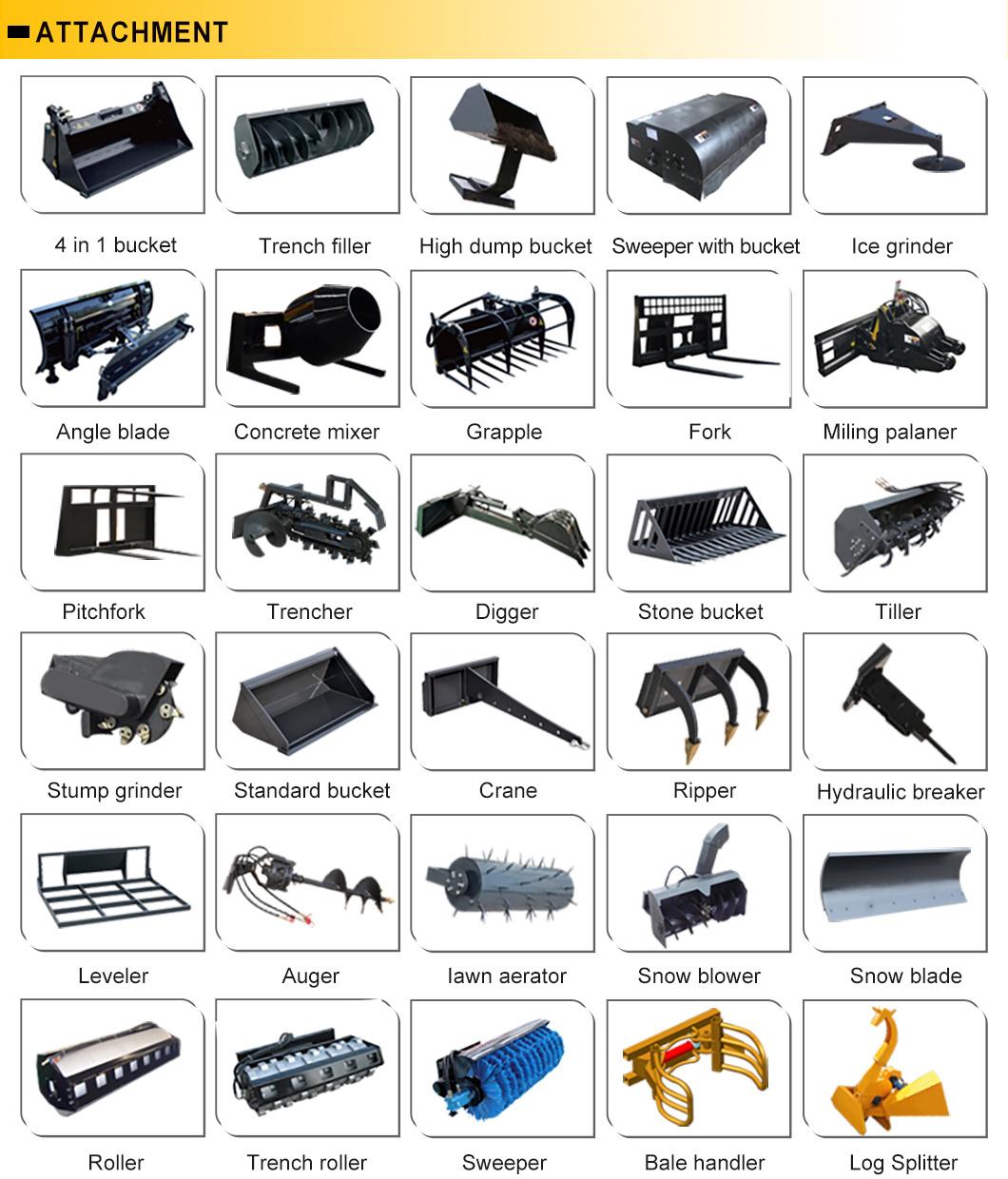 High Benefit Mini Skid Steer Loader 400kg with Attachment Price