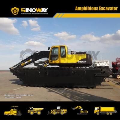 Mini Amphibious Floating Pontoon Dredging Excavator for Swamp Marsh and Water for Sale