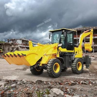 New Design Backhoe Breakout Force 28kn Excavator Front End Mini 4X4wheel Drive Compact Backhoe Loader for Sale