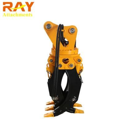 Mini Excavator Wood Stone Hydraulic Rotary Grab with Five Grapple Finger Forks