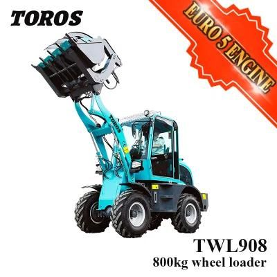 0.8 Ton Mini/Small Tractor Front End Wheel Loader with Hydraulic Forklift for Sale