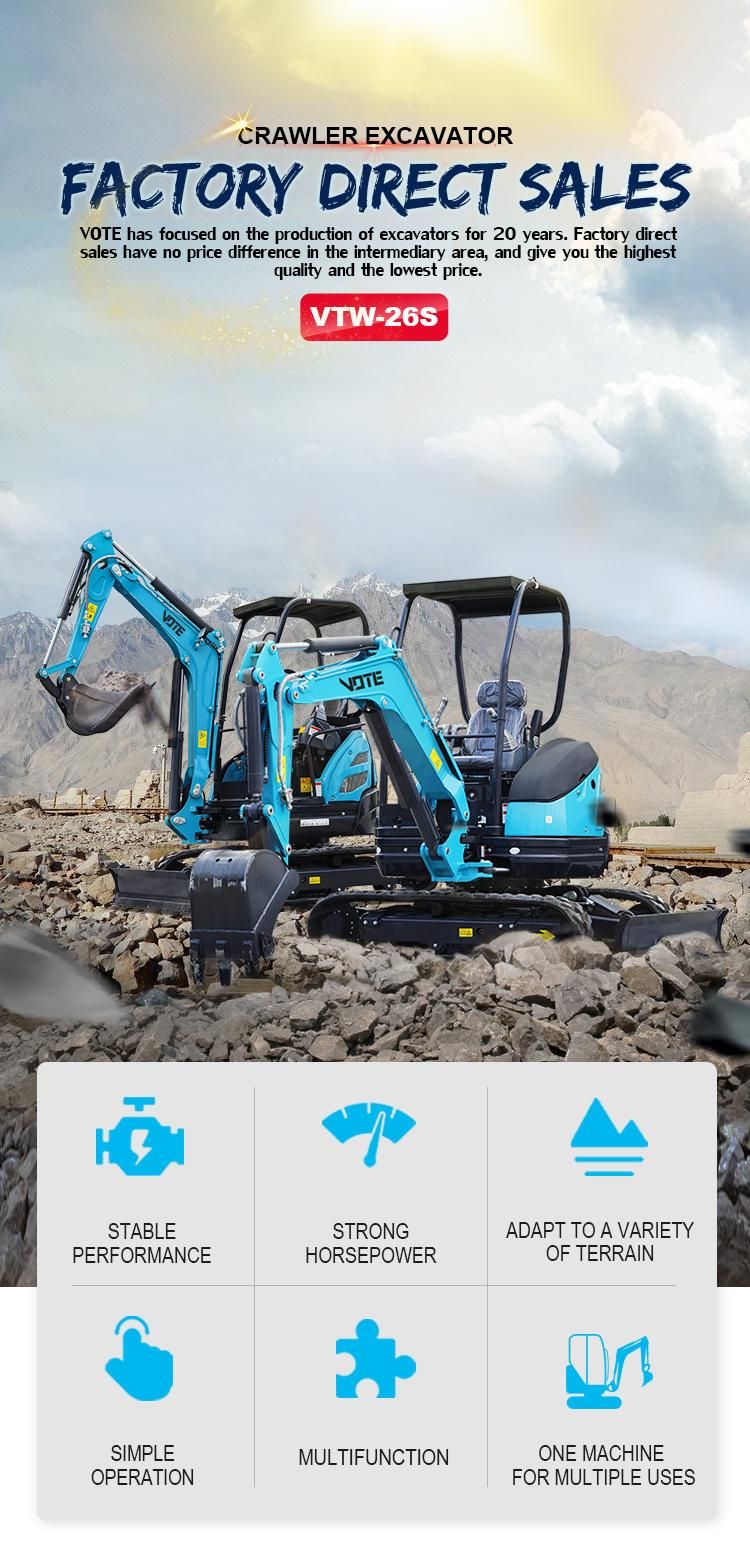 CE EPA 1.0 Ton Mini Excavator Prices with Crawler 2 Ton 3.0 Ton Excavator for Sale Fast Delivery Home Delivery